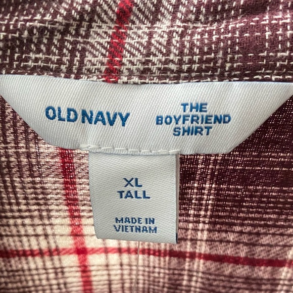 NWT Old Navy The Boyfriend Shirt LS Button Down Plaid Shirt Women’s XL Tall XLT - Picture 5 of 8